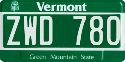 VT license plate ZWD780