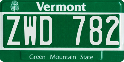 VT license plate ZWD782