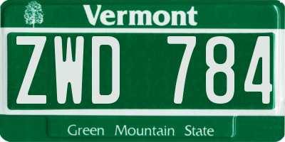 VT license plate ZWD784