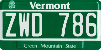 VT license plate ZWD786