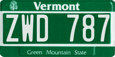 VT license plate ZWD787