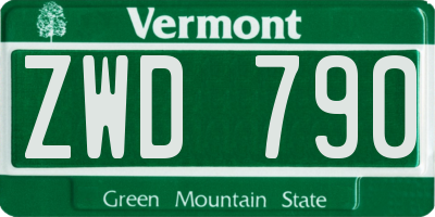 VT license plate ZWD790