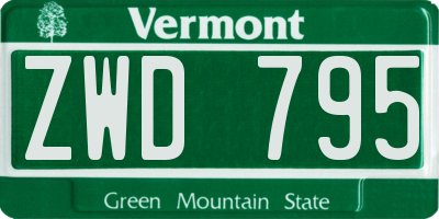 VT license plate ZWD795