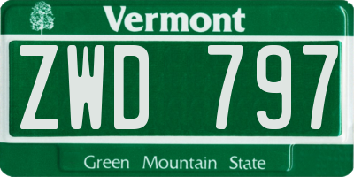 VT license plate ZWD797