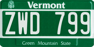 VT license plate ZWD799