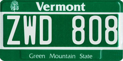 VT license plate ZWD808