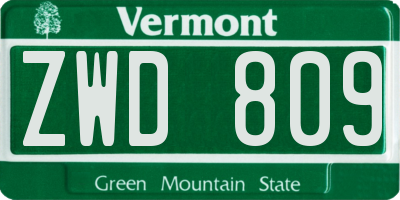 VT license plate ZWD809