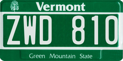 VT license plate ZWD810