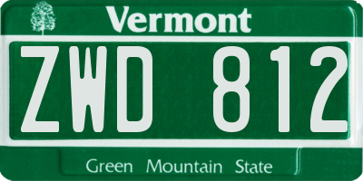 VT license plate ZWD812
