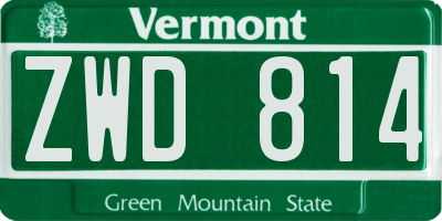 VT license plate ZWD814