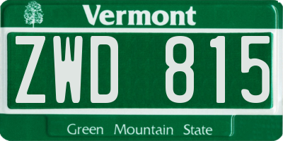 VT license plate ZWD815