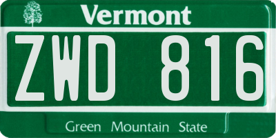 VT license plate ZWD816