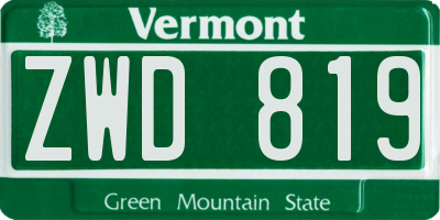 VT license plate ZWD819