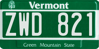 VT license plate ZWD821