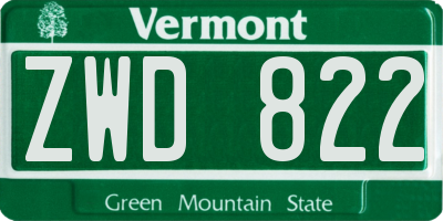 VT license plate ZWD822