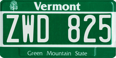 VT license plate ZWD825