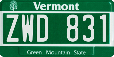 VT license plate ZWD831