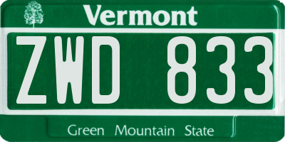 VT license plate ZWD833