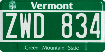 VT license plate ZWD834