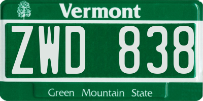 VT license plate ZWD838