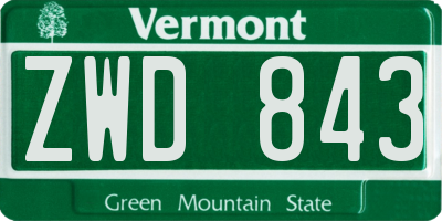 VT license plate ZWD843