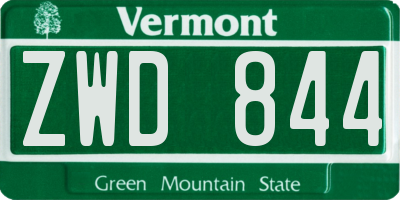 VT license plate ZWD844