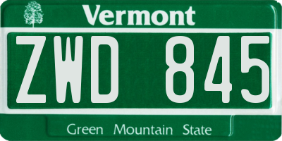 VT license plate ZWD845