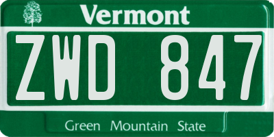 VT license plate ZWD847