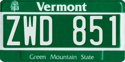 VT license plate ZWD851