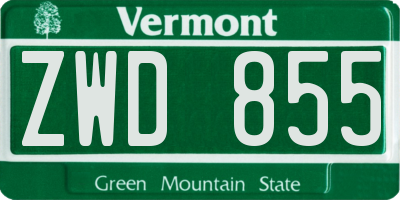 VT license plate ZWD855