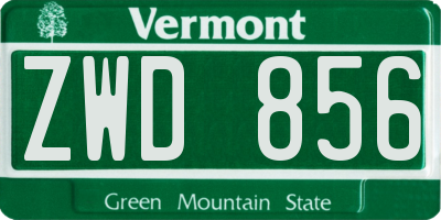 VT license plate ZWD856