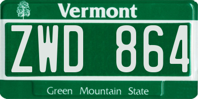 VT license plate ZWD864