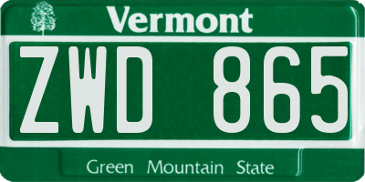 VT license plate ZWD865