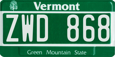 VT license plate ZWD868