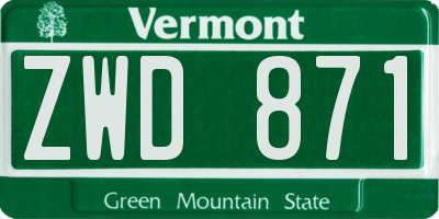 VT license plate ZWD871