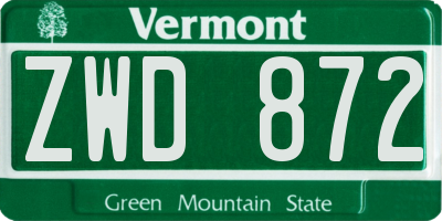 VT license plate ZWD872
