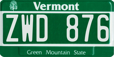 VT license plate ZWD876
