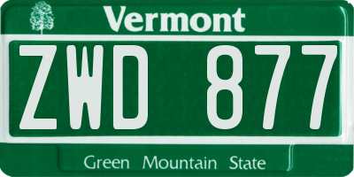 VT license plate ZWD877