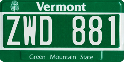VT license plate ZWD881
