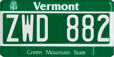VT license plate ZWD882