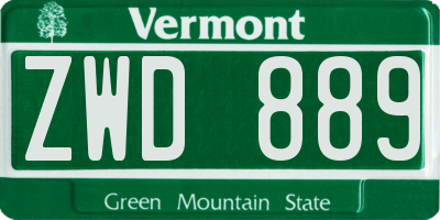 VT license plate ZWD889