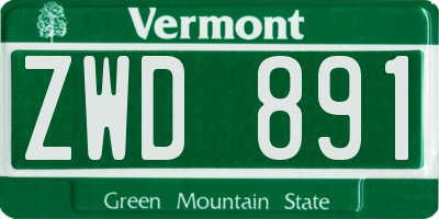 VT license plate ZWD891
