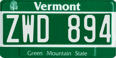 VT license plate ZWD894