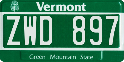 VT license plate ZWD897