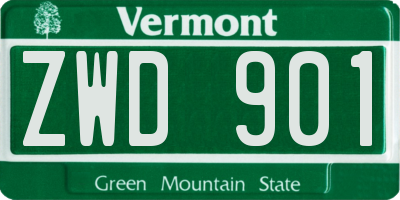 VT license plate ZWD901