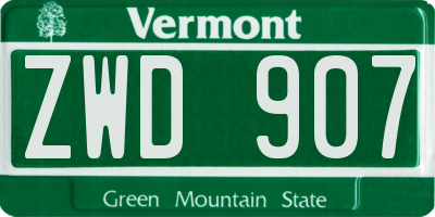 VT license plate ZWD907