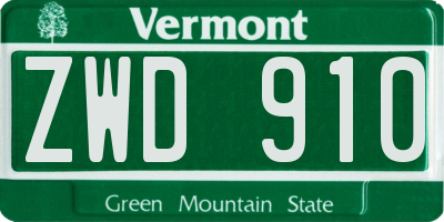 VT license plate ZWD910