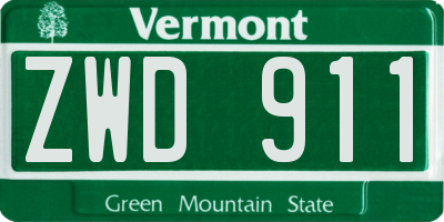 VT license plate ZWD911