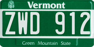 VT license plate ZWD912