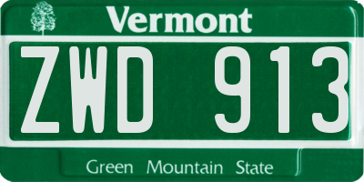 VT license plate ZWD913